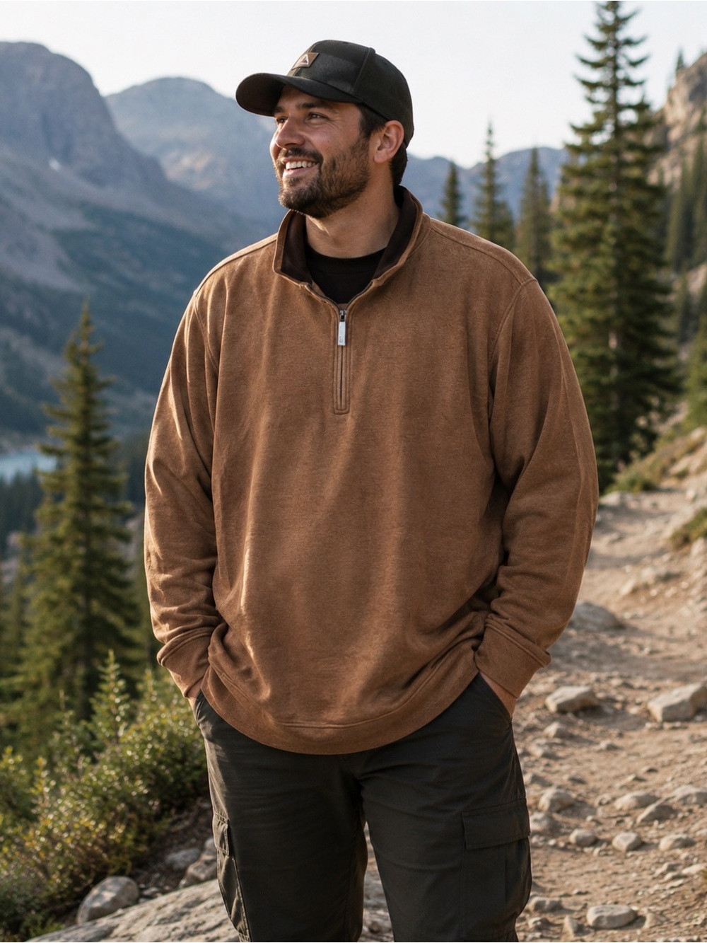 Lands' End Men’s Brown Quarter-Zip Pullover Sweater Size 4XLT